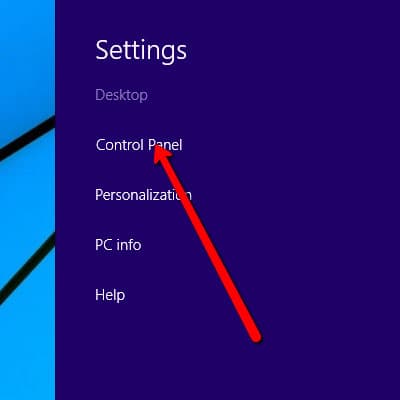 Step 3 of changing the keyboard layout on Windows 8: Open “Control Panel”.