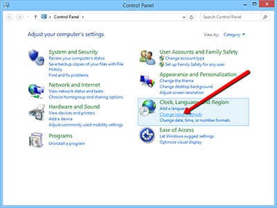 Step 4 of changing the keyboard layout on Windows 8: Click “Change input methods”.